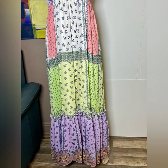 Forever 21 Boho Floral Patchwork Tiered Maxi Dress - Small - Picture 5 of 16
